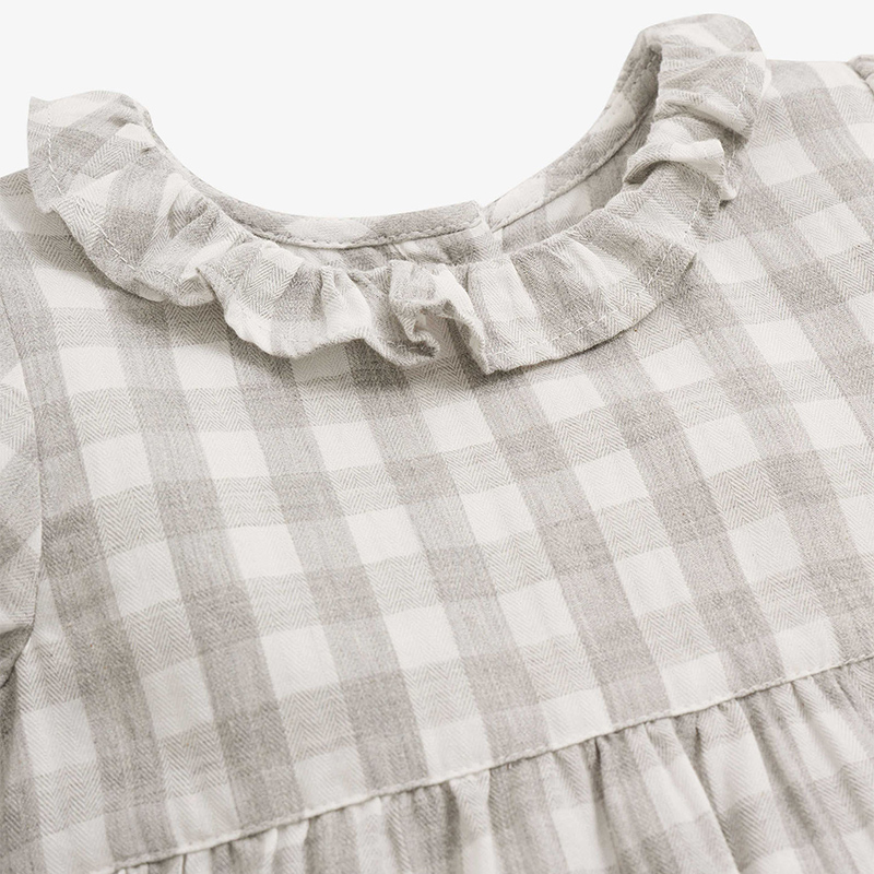英國 JoJo Maman BeBe - 嬰幼兒/兒童長袖洋裝-灰白方格