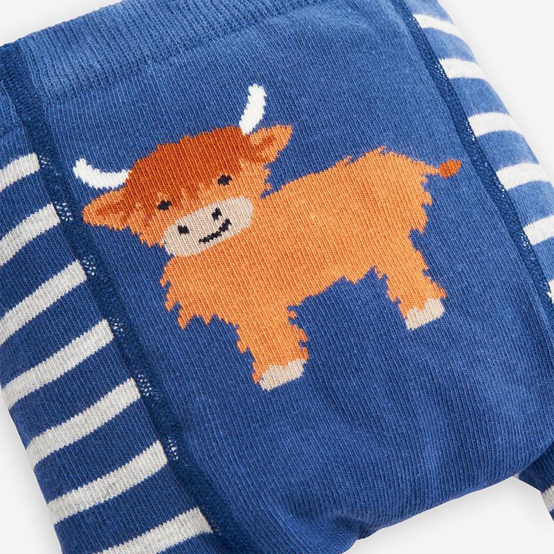 英國 JoJo Maman BeBe - 嬰幼兒屁屁圖案內搭褲/保暖襪-瀏海牛