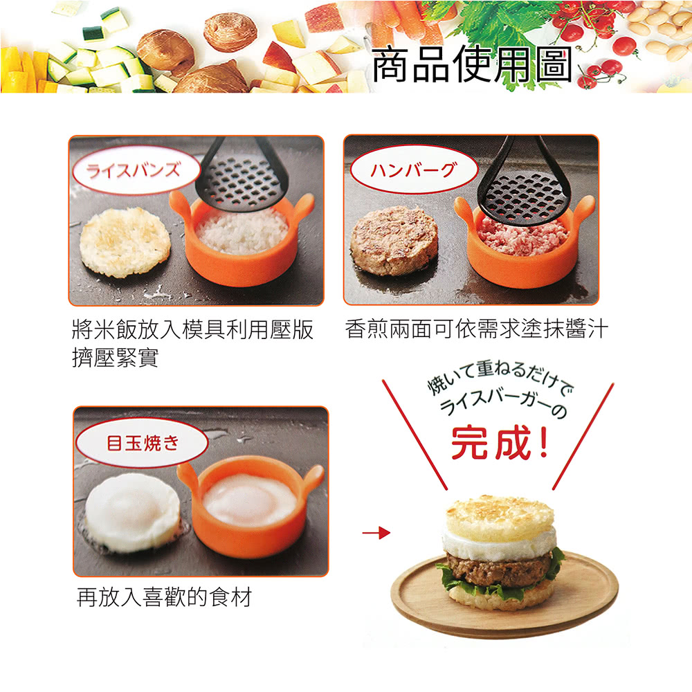 日本下村工業 Shimomura - 米漢堡製作耐熱模具套組YP-212