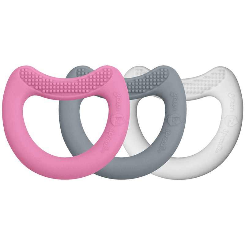 美國 green sprouts - 小綠芽食品安全等級矽膠固齒器3入組-粉月亮