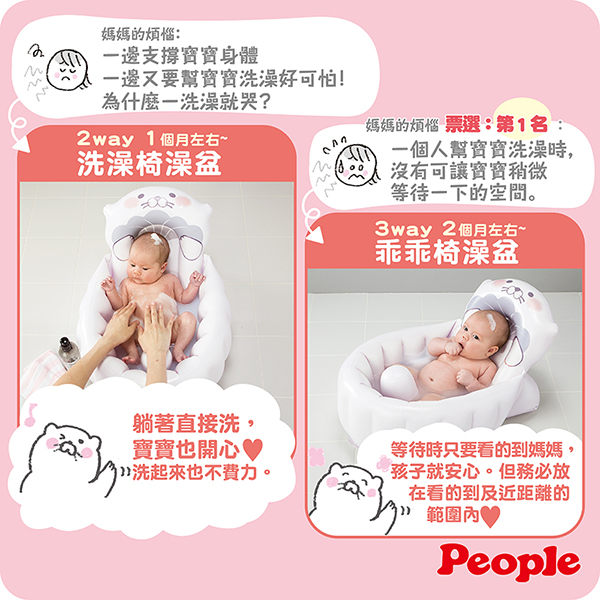 日本 People - LaccoHug海獺造型充氣式澡盆