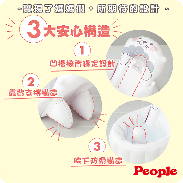 日本 People - LaccoHug海獺造型充氣式澡盆