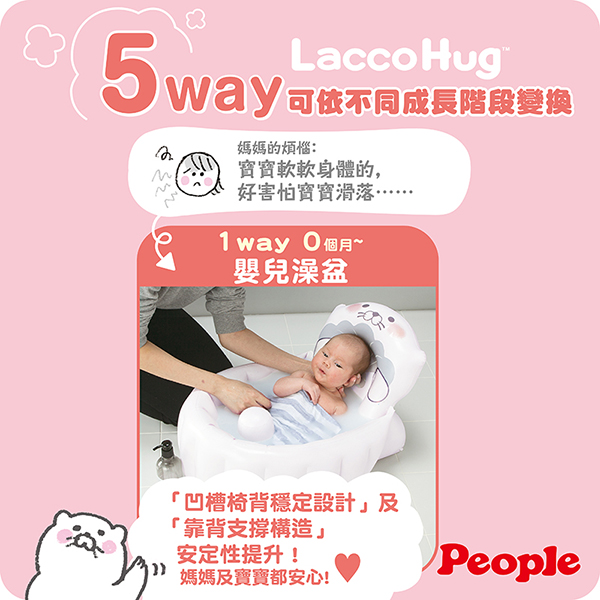 日本 People - LaccoHug海獺造型充氣式澡盆