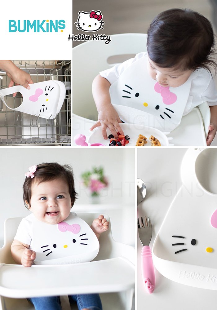 美國 Bumkins - 矽膠圍兜-Hello Kitty
