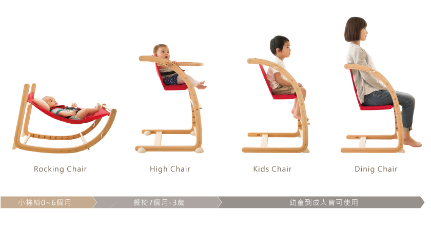 日本 farska - 實木陪伴成長椅│一生モノの椅子-珊瑚紅