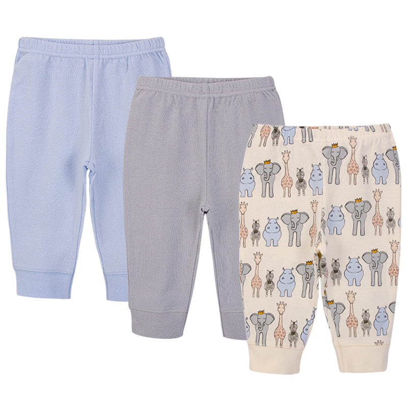 美國 Luvable Friends - 甜蜜寶貝100%純棉嬰幼兒長褲3件組-藍色大象