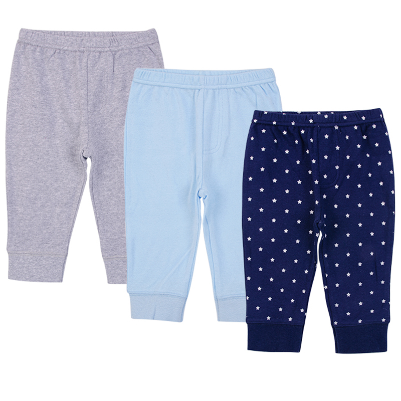 美國 Luvable Friends - 甜蜜寶貝100%純棉嬰幼兒長褲3件組-灰藍點點