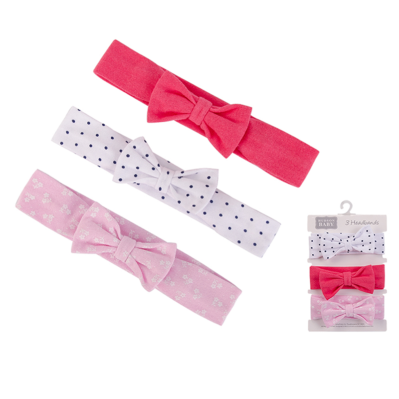 美國 Luvable Friends - 甜蜜寶貝嬰幼兒新生兒髮帶3入組-粉花點點