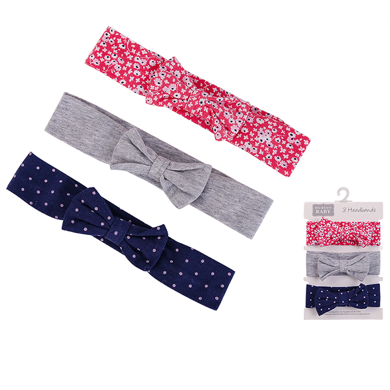 美國 Luvable Friends - 甜蜜寶貝嬰幼兒新生兒髮帶3入組-粉花藍點