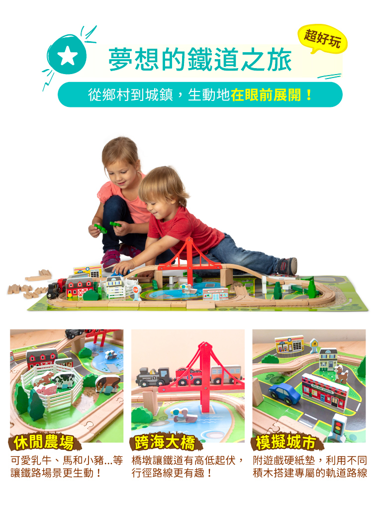 美國瑪莉莎 Melissa & Doug - MD 交通-鄉間之旅火車軌道組,限定款