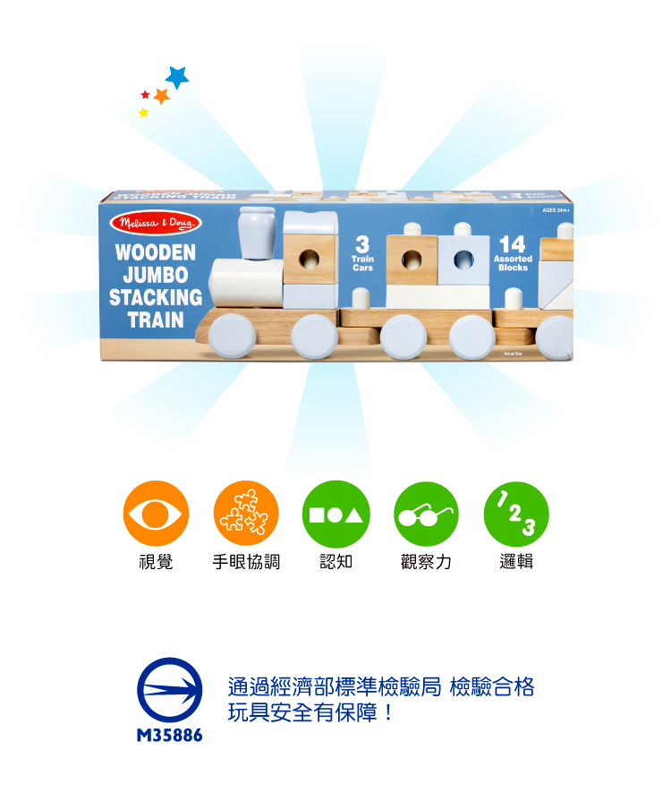 美國瑪莉莎 Melissa & Doug - MD 益智-家庭號建構積木火車,彩色