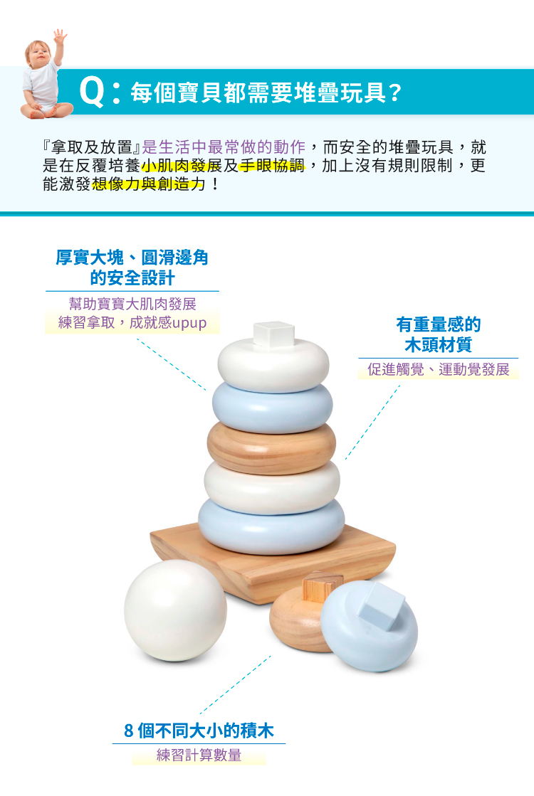 美國瑪莉莎 Melissa & Doug - MD 益智-家庭號積木堆疊組,自然色