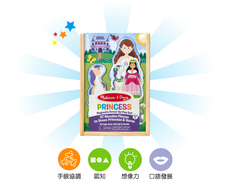 美國瑪莉莎 Melissa & Doug - MD 磁力-磁力換裝娃娃提盒組,公主