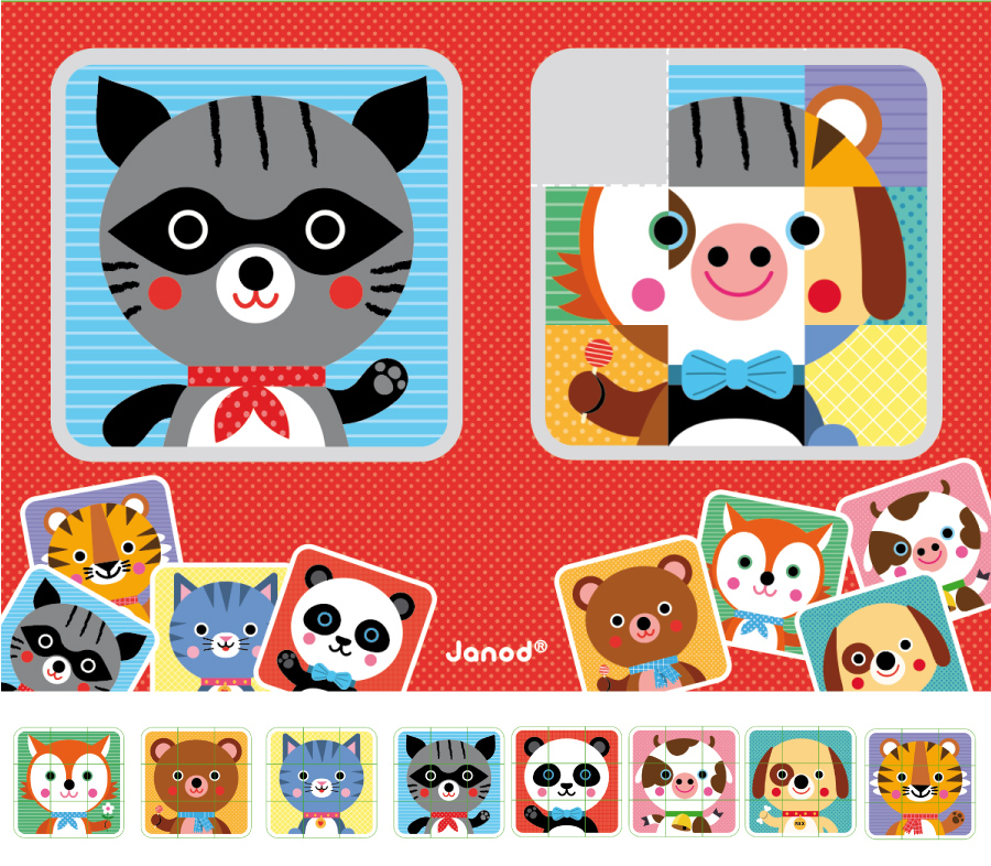 法國Janod - 磁鐵遊戲書-動物拼圖