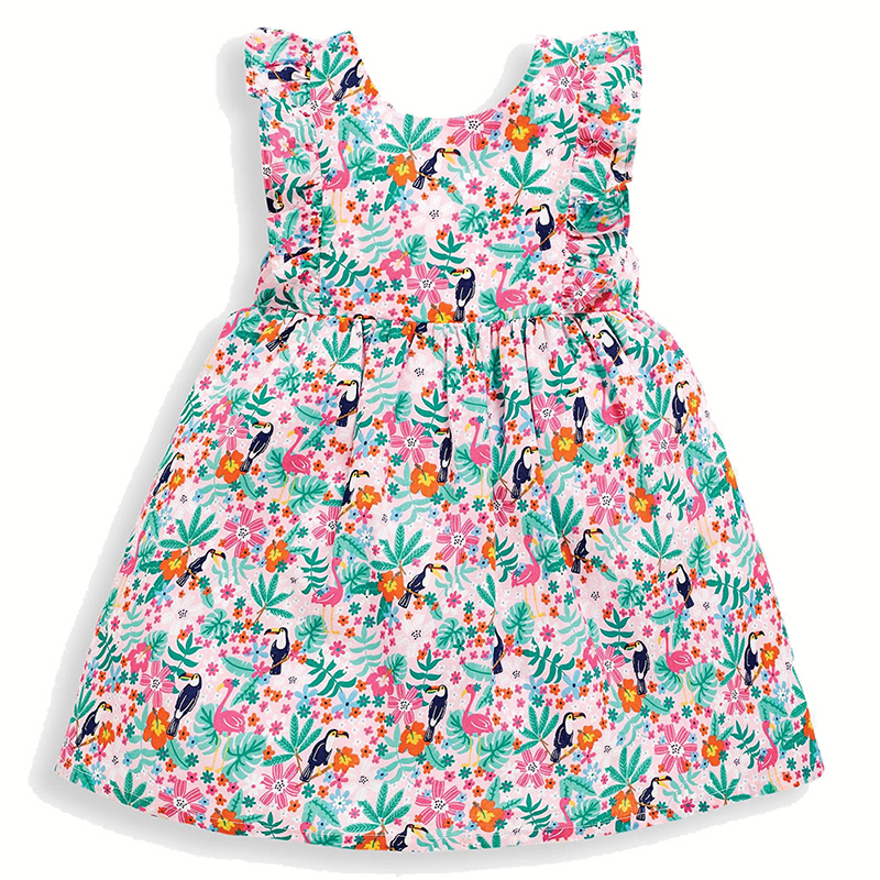 英國 JoJo Maman BeBe - 超優質嬰幼兒/兒童100％純棉無袖洋裝-繽紛熱舞