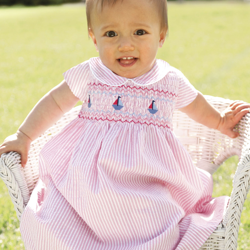 英國 JoJo Maman BeBe - 超優質嬰幼兒/兒童100％純棉短袖洋裝-甜蜜粉