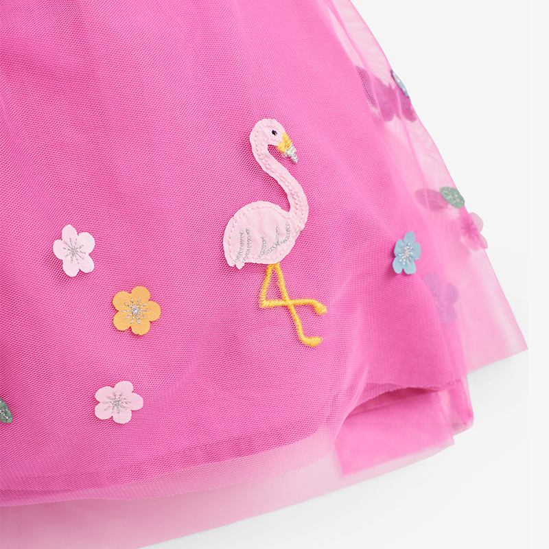 英國 JoJo Maman BeBe - 超優質嬰幼兒/兒童100％純棉薄紗短袖洋裝-粉紗花園