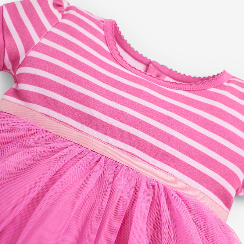 英國 JoJo Maman BeBe - 超優質嬰幼兒/兒童100％純棉薄紗短袖洋裝-粉紗花園