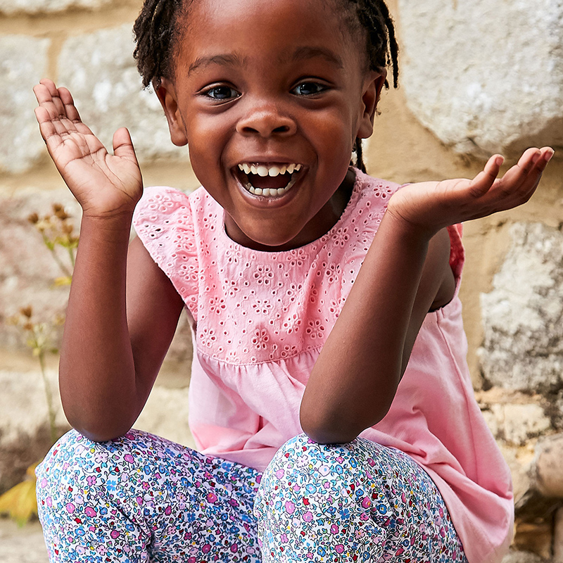 英國 JoJo Maman BeBe - 超優質嬰幼兒/兒童100% 純棉無袖上衣-粉蜜小花