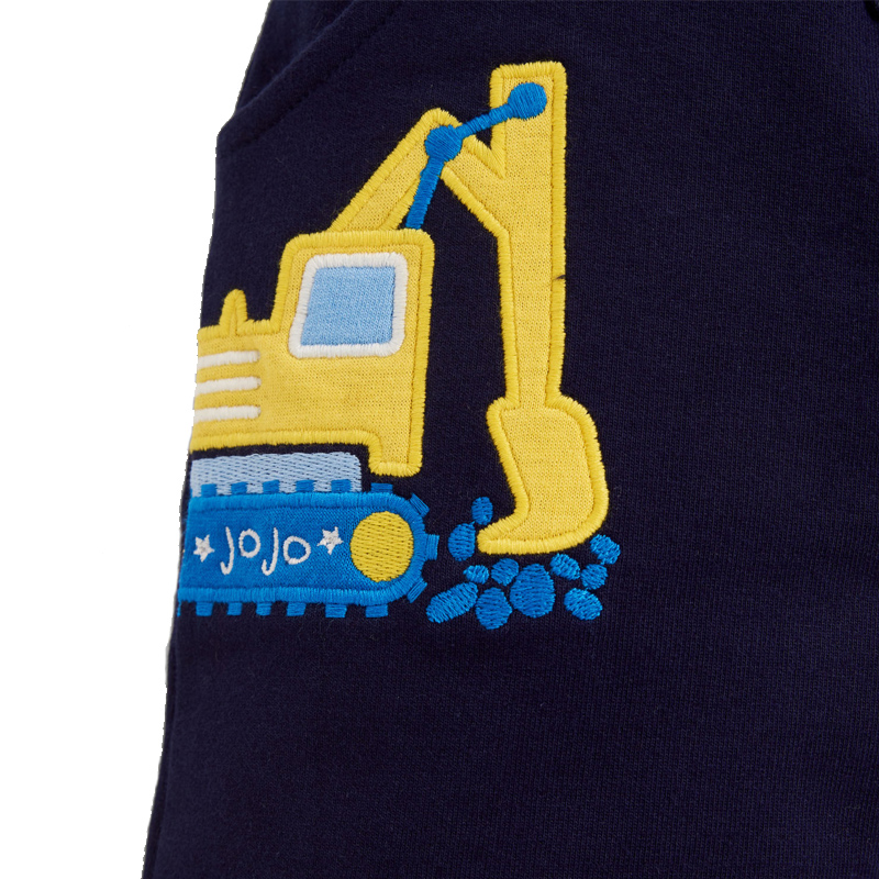 英國 JoJo Maman BeBe - 超優質嬰幼兒/兒童100% 純棉綁繩短褲-工程車