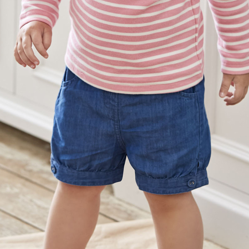 英國 JoJo Maman BeBe - 超優質嬰幼兒/兒童100% 純棉短褲-牛仔藍