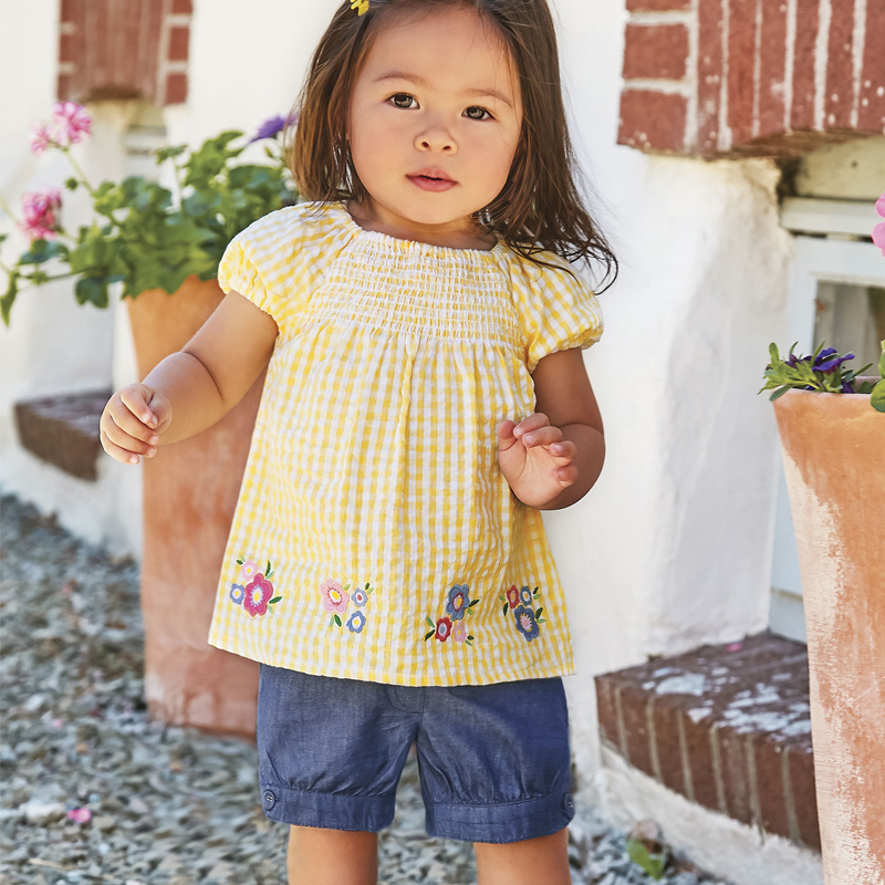 英國 JoJo Maman BeBe - 超優質嬰幼兒/兒童100% 純棉短褲-牛仔藍