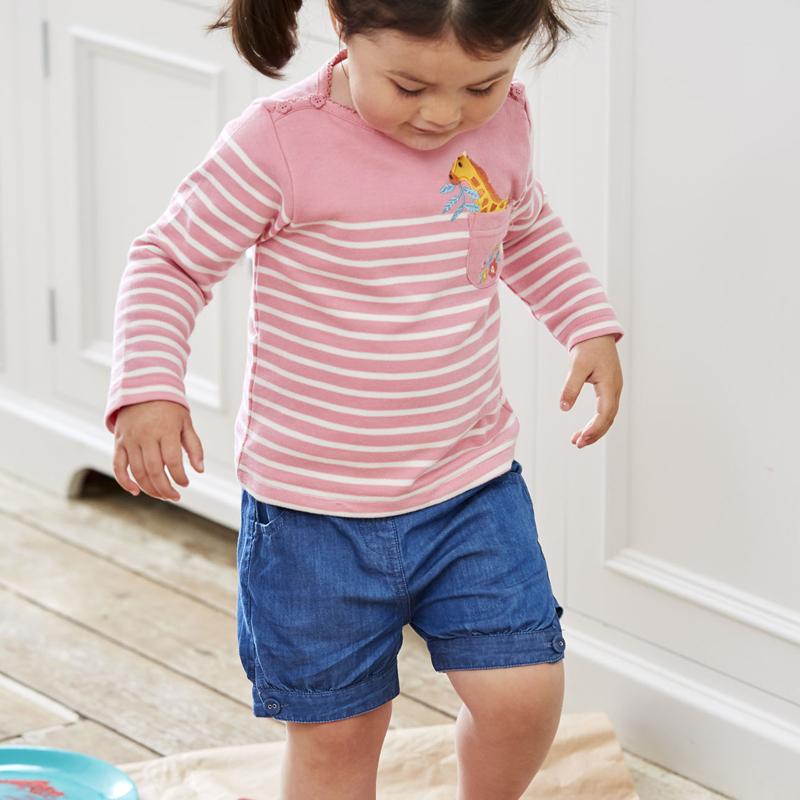 英國 JoJo Maman BeBe - 超優質嬰幼兒/兒童100% 純棉短褲-牛仔藍