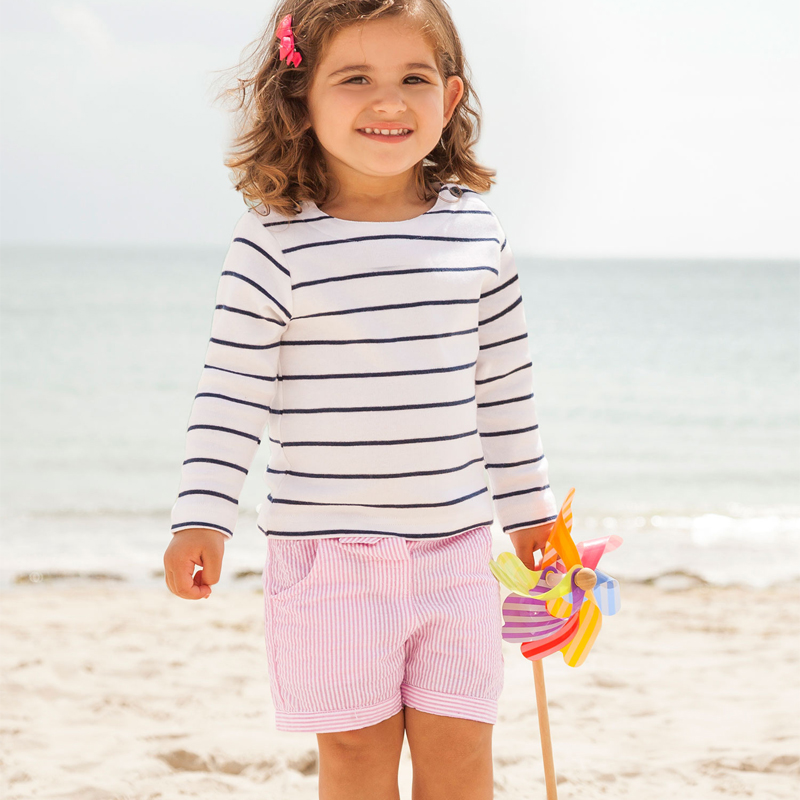 英國 JoJo Maman BeBe - 超優質嬰幼兒/兒童100% 純棉短褲-粉色條紋