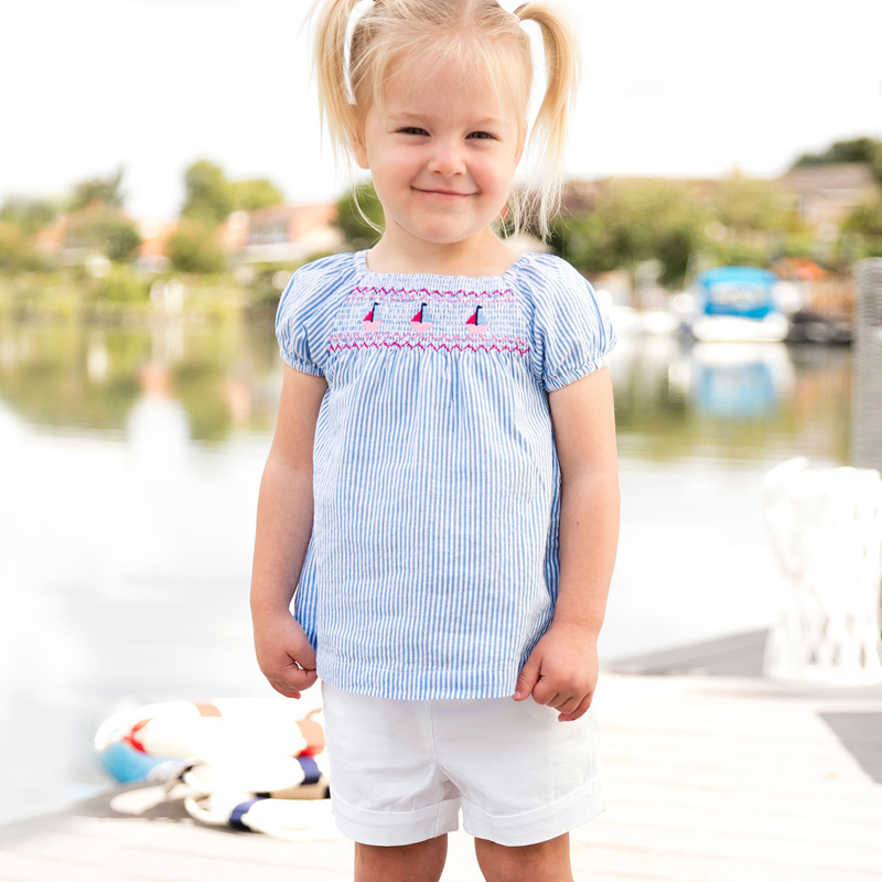 英國 JoJo Maman BeBe - 超優質嬰幼兒/兒童100% 純棉短褲-純白