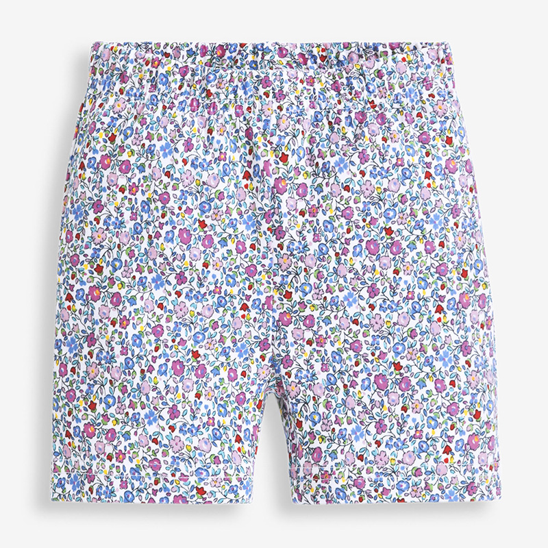 英國 JoJo Maman BeBe - 超優質嬰幼兒/兒童100% 純棉鬆緊帶短褲2入組-粉色碎花