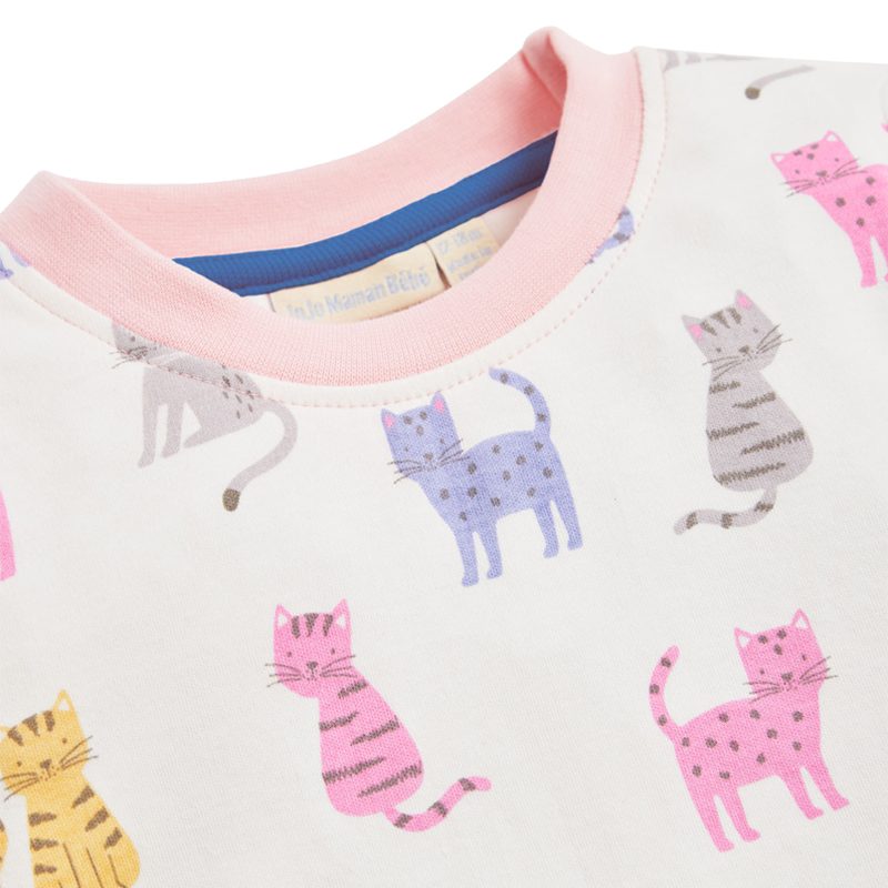 英國 JoJo Maman BeBe - 超優質嬰幼兒/兒童春夏100%純棉短袖家居服/睡衣2套組-貓的世界