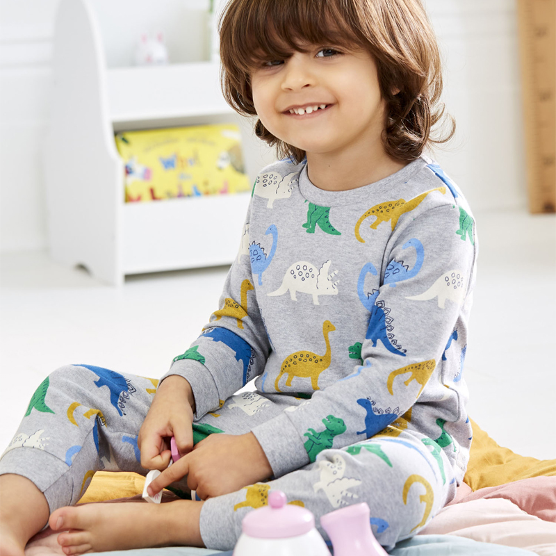 英國 JoJo Maman BeBe - 超優質嬰幼兒/兒童春夏100%純棉短袖家居服/睡衣2套組-藍色暴龍