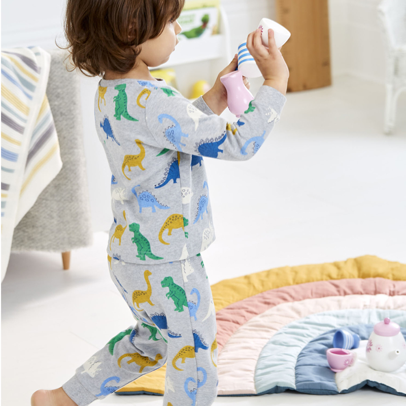 英國 JoJo Maman BeBe - 超優質嬰幼兒/兒童春夏100%純棉短袖家居服/睡衣2套組-藍色暴龍