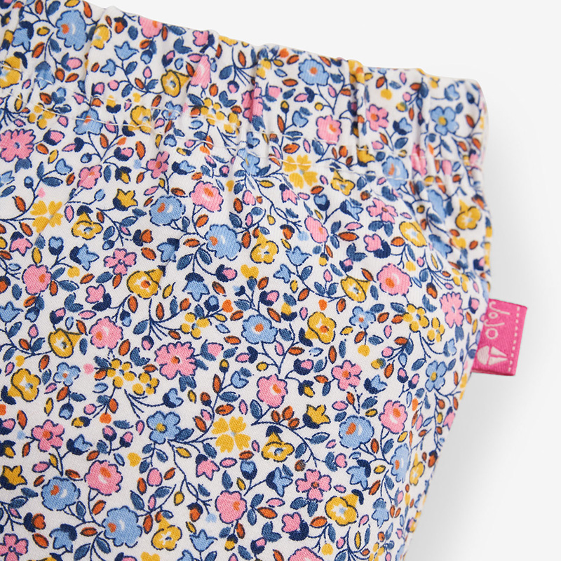 英國 JoJo Maman BeBe - 超優質嬰幼兒/兒童100% 純棉鬆緊帶短褲2入組-海洋藍碎花