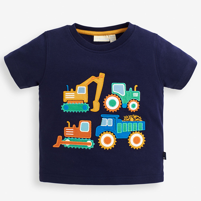 英國 JoJo Maman BeBe - 超優質嬰幼兒/兒童100％純棉短袖上衣/T-shirt/動物T-工程車