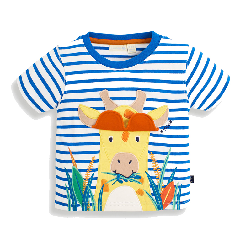 英國 JoJo Maman BeBe - 超優質嬰幼兒/兒童100％純棉短袖上衣/T-shirt/動物T-酷炫長頸鹿