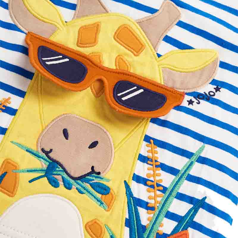 英國 JoJo Maman BeBe - 超優質嬰幼兒/兒童100％純棉短袖上衣/T-shirt/動物T-酷炫長頸鹿