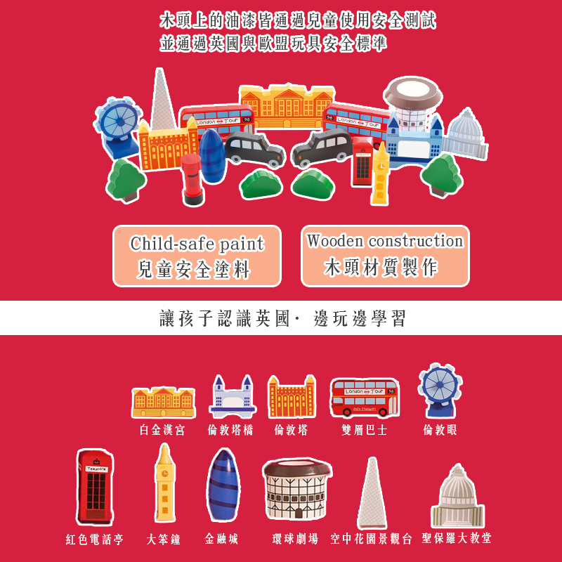 英國 JoJo Maman BeBe - 益智/五感玩具_實木系列-城市旅行