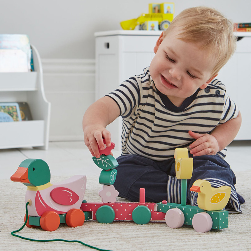 英國 JoJo Maman BeBe - 益智/五感玩具_實木系列-手拉呱呱鴨走走