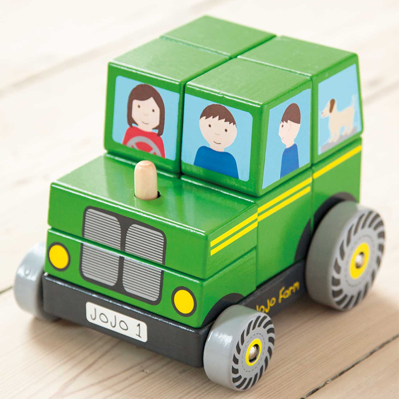 英國 JoJo Maman BeBe - 五感玩具_實木玩具_疊疊車-拖拉機
