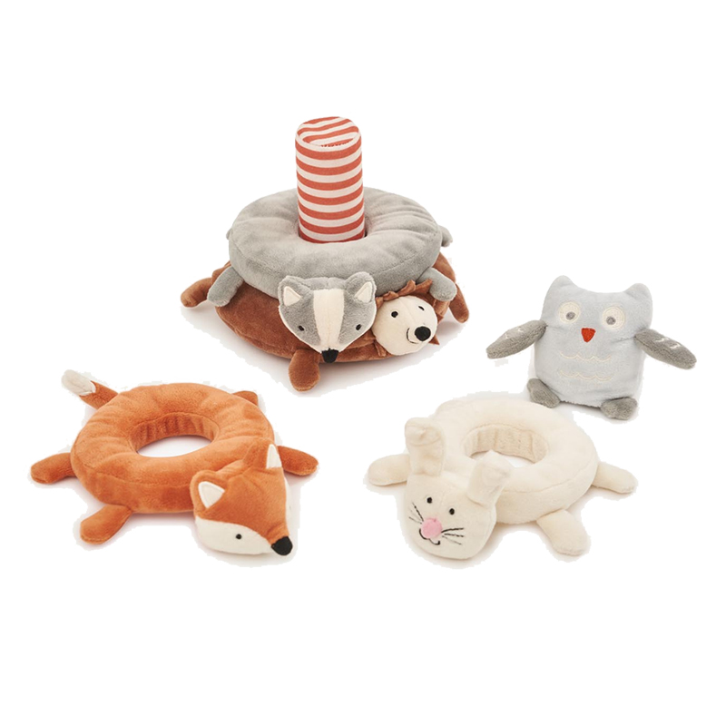 英國 JoJo Maman BeBe - 安撫玩偶_布玩系列-咕咕貓頭鷹疊疊樂