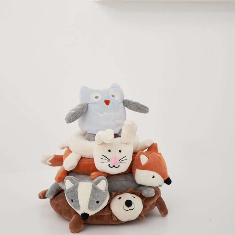 英國 JoJo Maman BeBe - 安撫玩偶_布玩系列-咕咕貓頭鷹疊疊樂