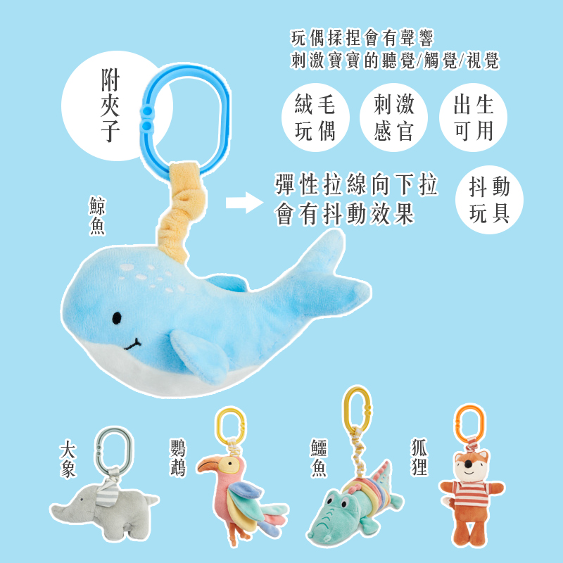 英國 JoJo Maman BeBe - 嬰兒床/推車安撫玩具_布玩系列-鯨魚