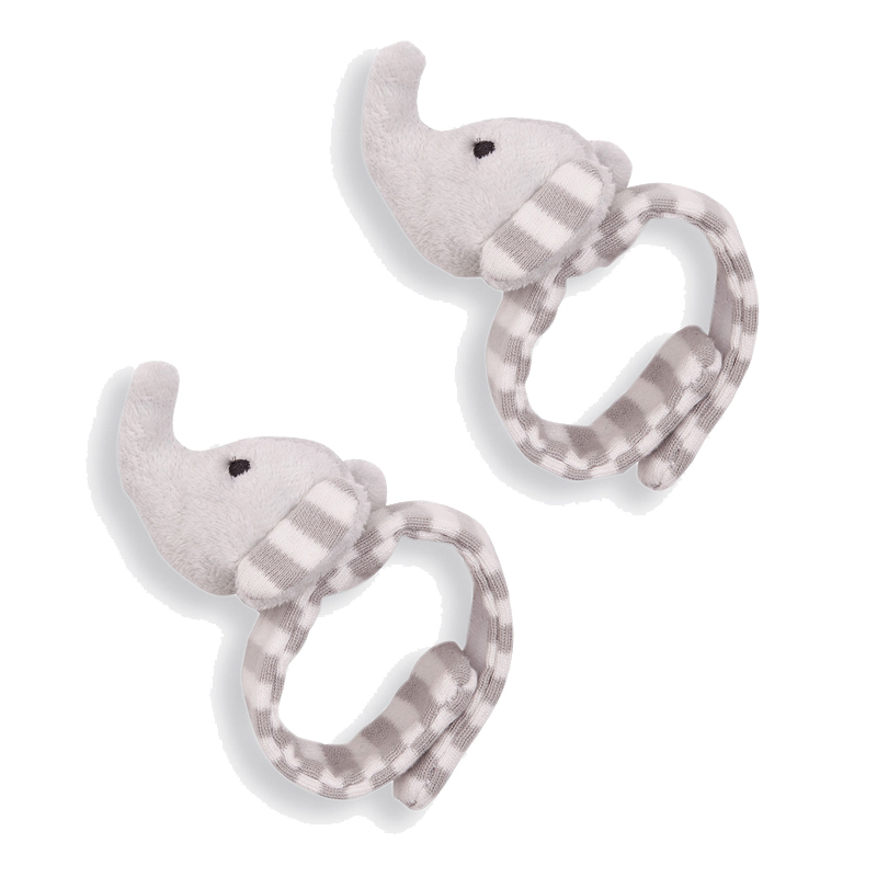 英國 JoJo Maman BeBe - 手腕響鈴玩具兩入組-優雅大象