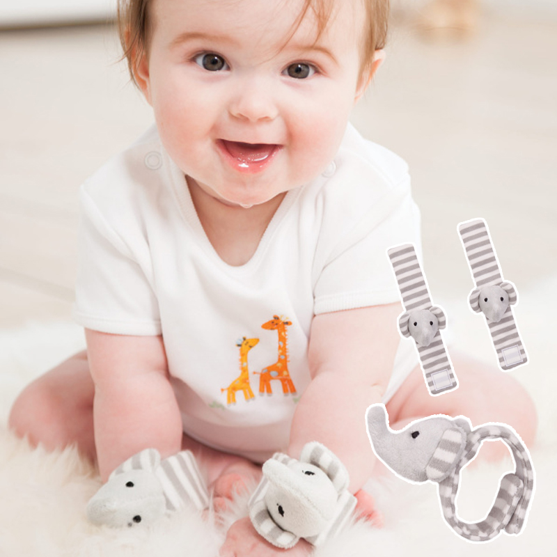 英國 JoJo Maman BeBe - 手腕響鈴玩具兩入組-優雅大象