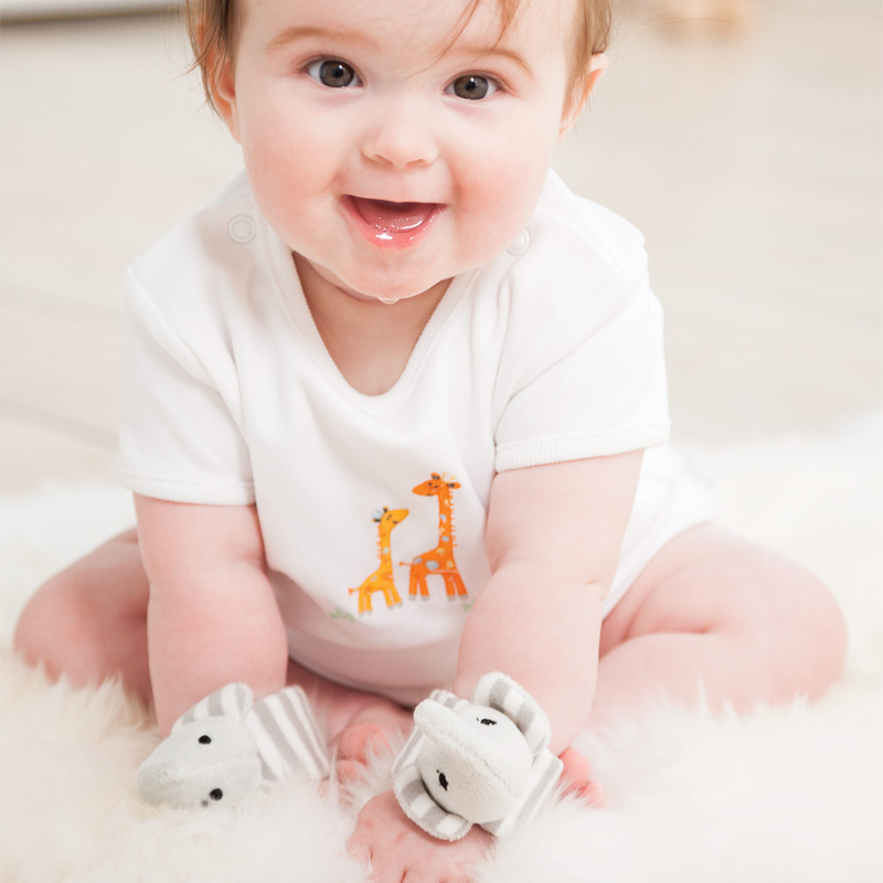 英國 JoJo Maman BeBe - 手腕響鈴玩具兩入組-優雅大象