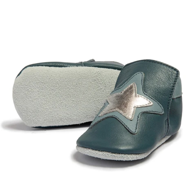 英國 shooshoos - 健康無毒真皮手工鞋/專業學步鞋/嬰兒鞋-夜空銀星星