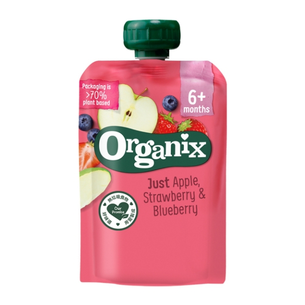 英國Organix 水果纖泥-蘋果草莓藍莓
