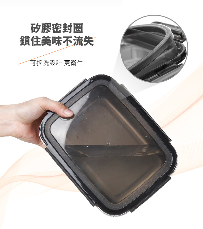 KOM - 304不鏽鋼日式萬用保鮮盒組-長方三件組-蜜桃橘-(350ml+850ml+1800ml)各*1
