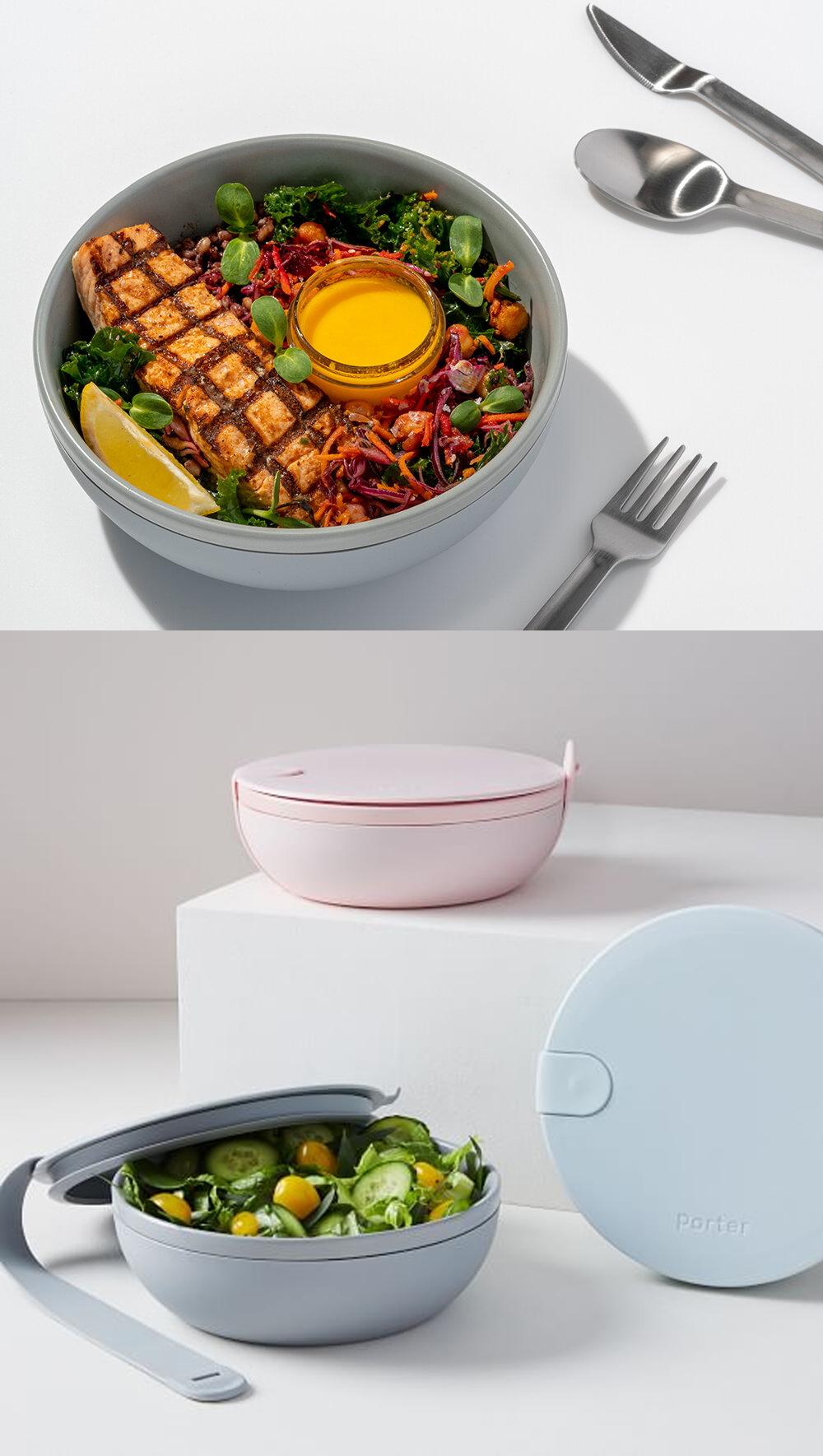 美國 W&P - 綁帶扣 陶瓷餐盒-奶油白-1L